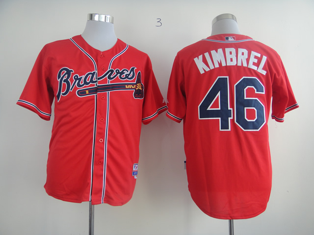Men Atlanta Braves #46 Kimbrel Red MLB Jerseys1->atlanta braves->MLB Jersey
